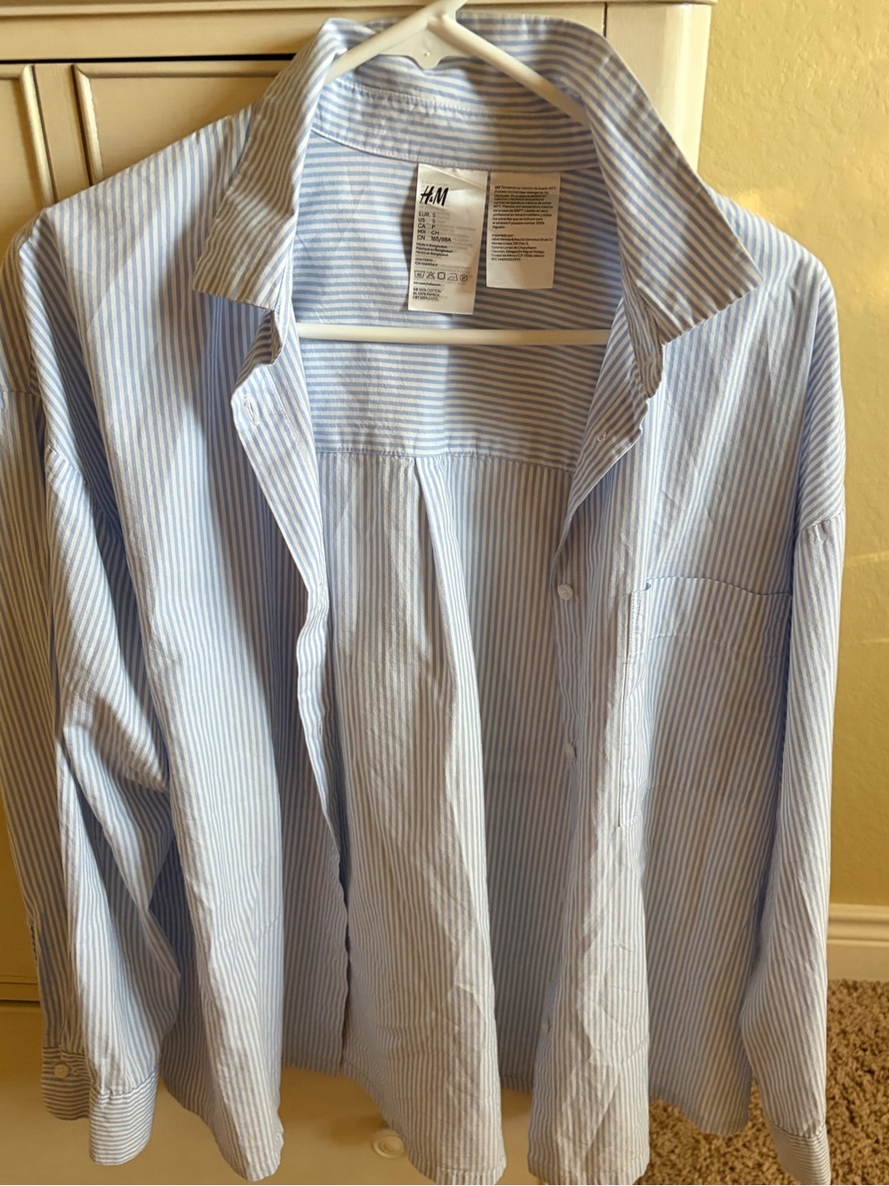 H&M Light Blue and White Pinstripe Button-Down Shirt